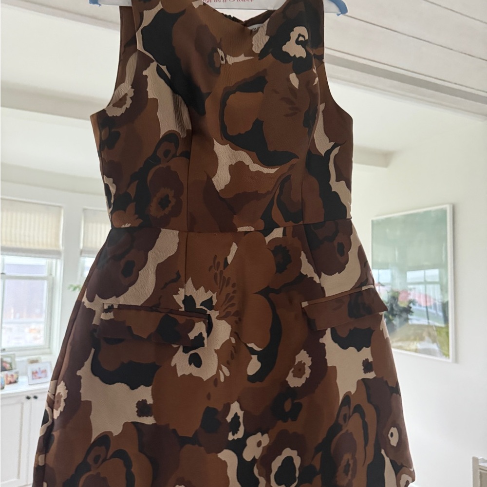 Amanda Uprichard Brown Floral Jacquard Mini Dress - Picture 4 of 10